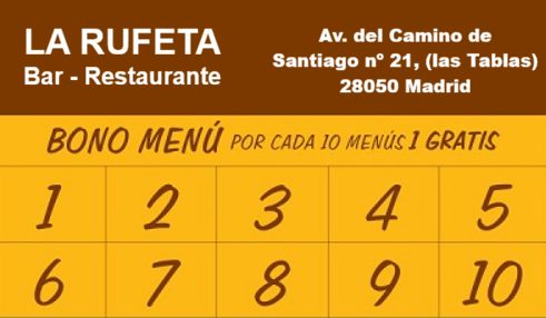 Bono Menú Desayuno Bar Restaurante la Rufeta Las Tablas
