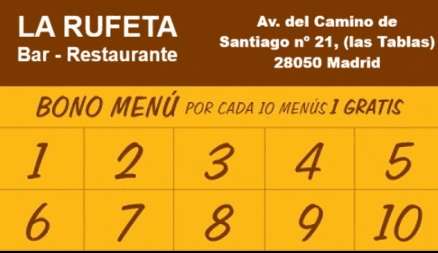 bono menuu bar la rufeta las tablas